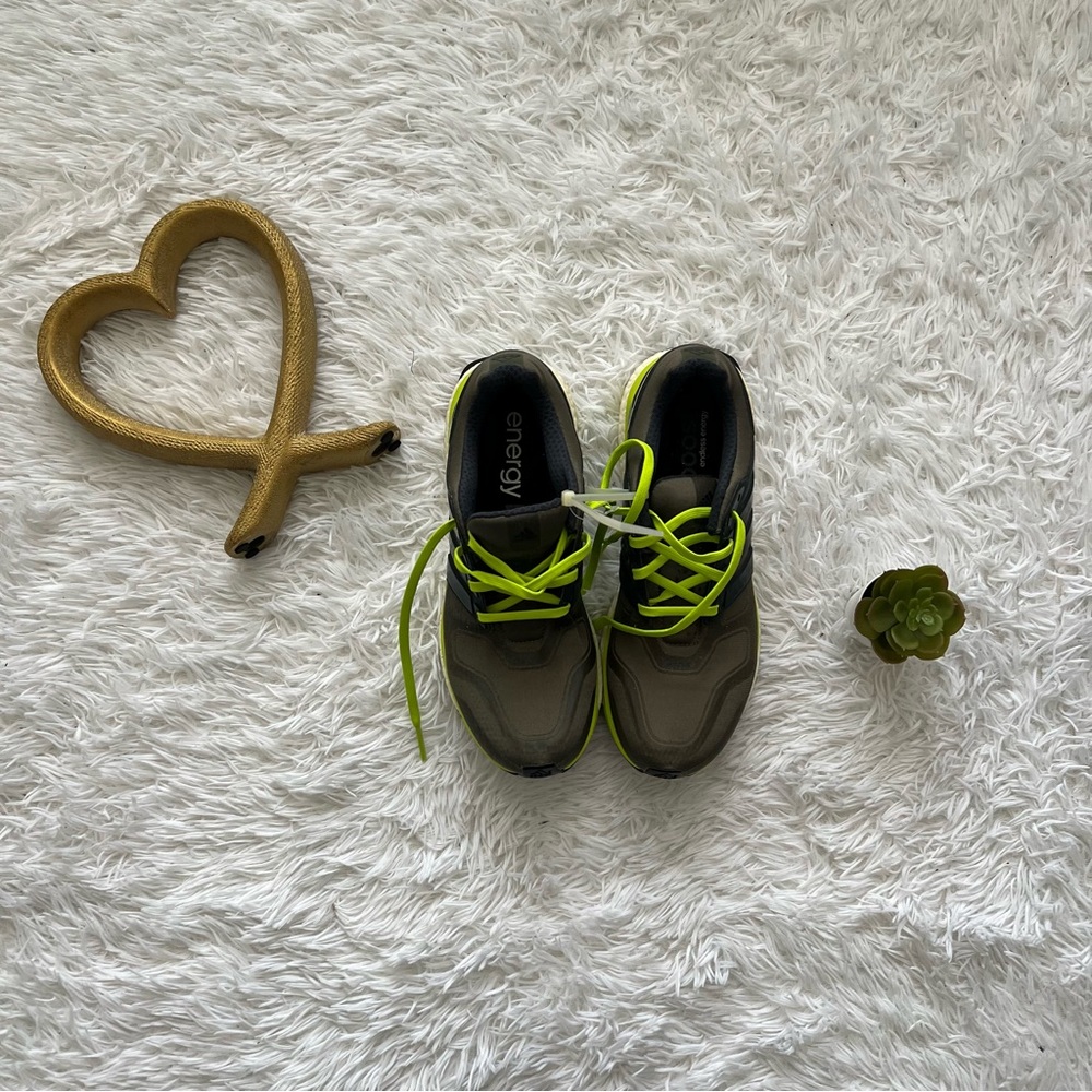 Adidas Green and Gray Sneakers with Mesh Upper